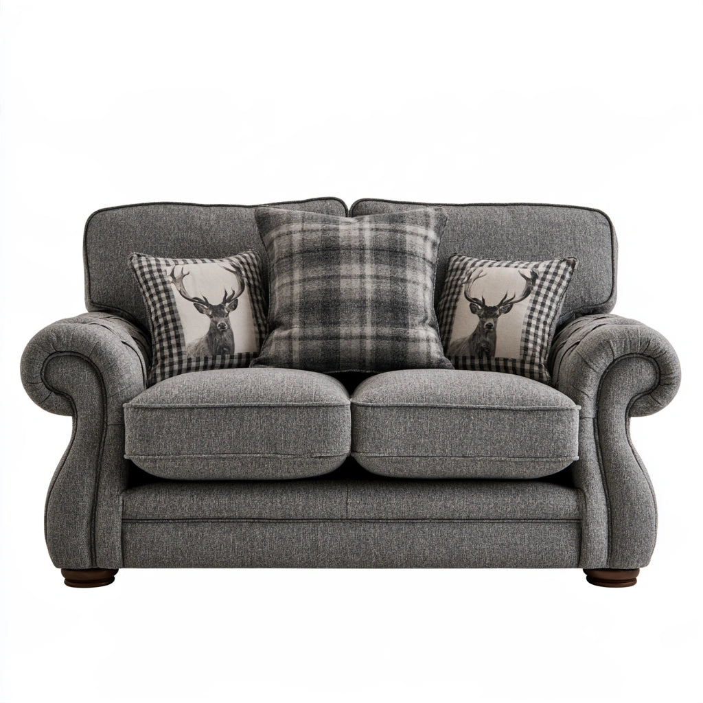 Nowoczesna sofa tapicerowana, tapicerowany tkaniną, kolor: szary